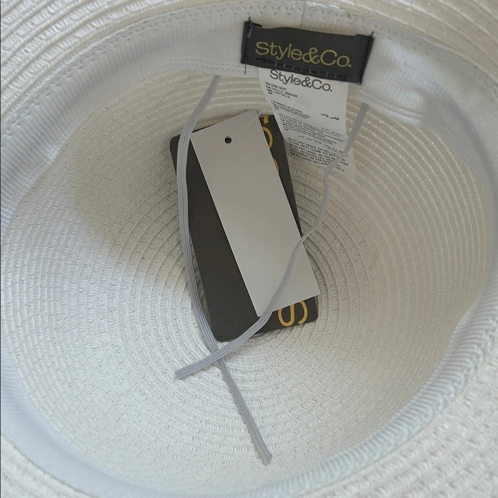 956. Style & Co. White Straw Sun Hat